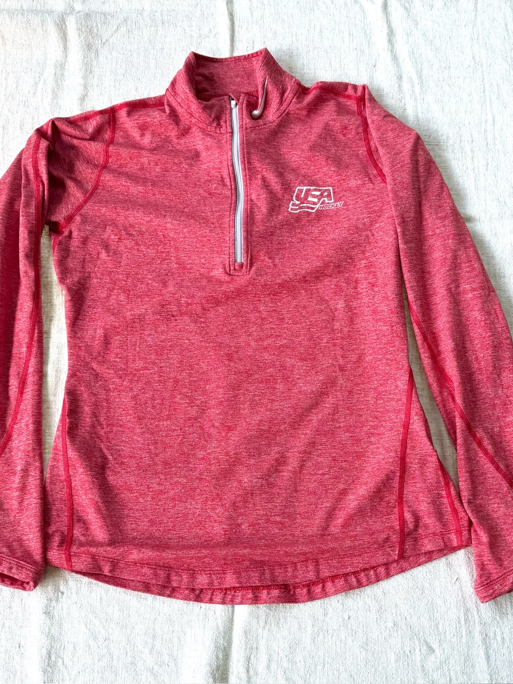 Athleta Heathered Pink Quarter-Zip Swim Top